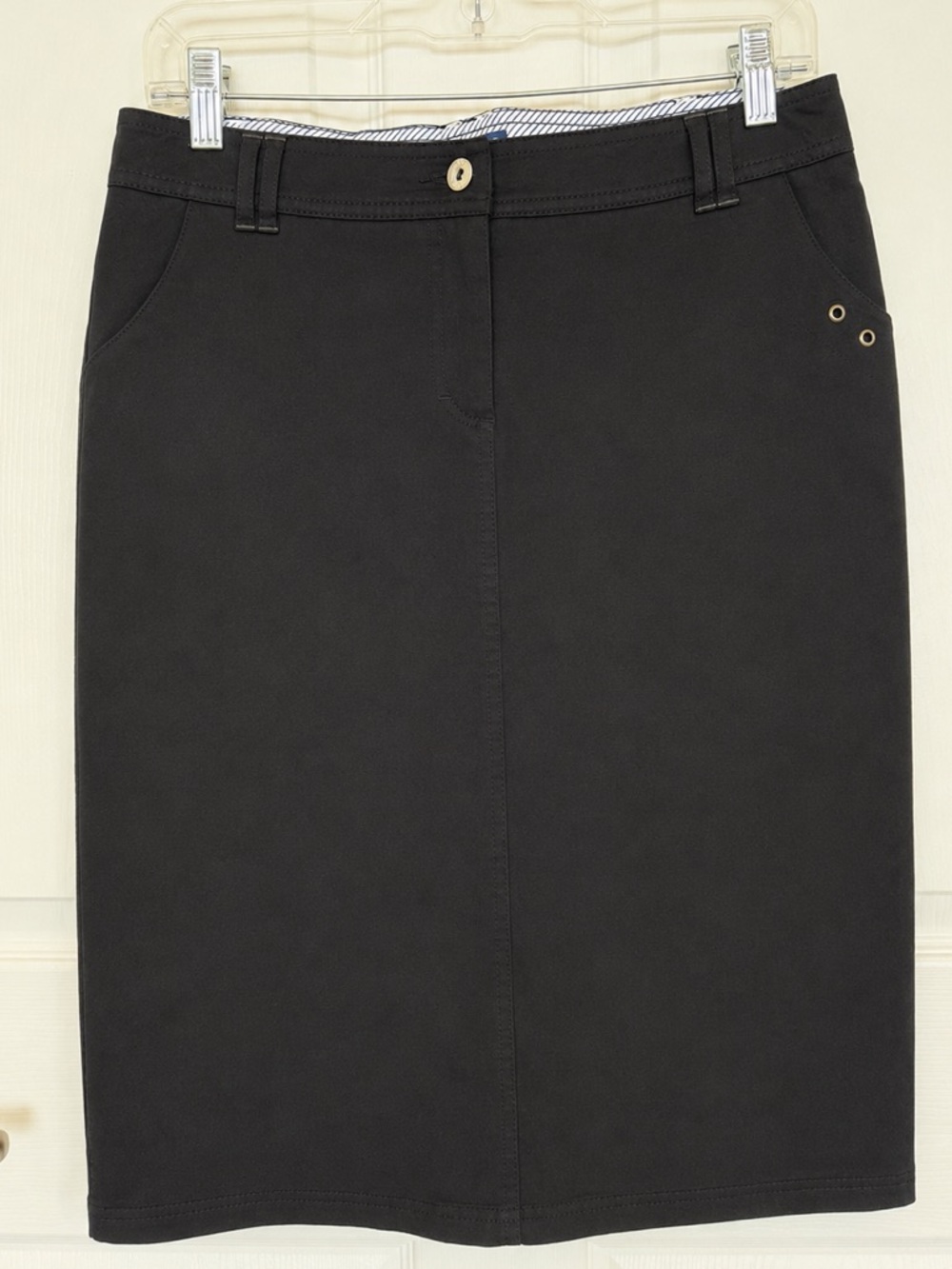 Saint James pencil skirt utility classic stretch cotton twill back slit